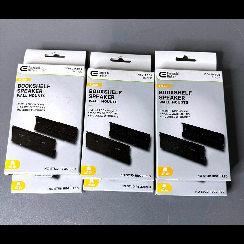 Commercial Electric Fixed Bookshelf Speaker Wall Mounts - Black (2‎ packs)